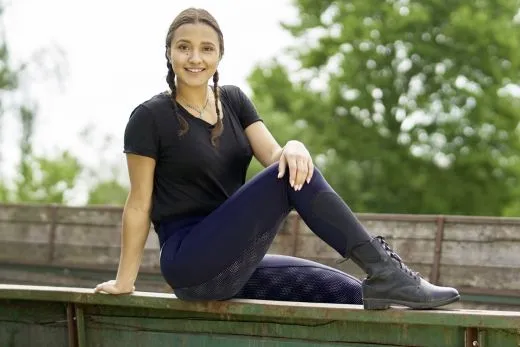 Reithose Elegance Reitleggings Silicon Vollbesatz Blau + Glitzer 40 42 44 46 48 Reiterhose