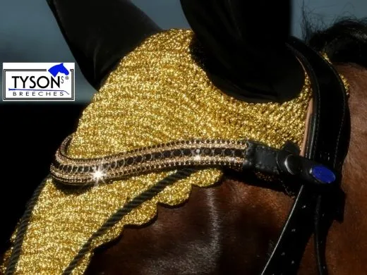 PUR Fliegenhaube Fliegenmaske VB WB X Full Gold -Silber - Bronze Farben Lurex