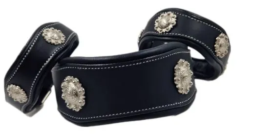 Halsband Wave Sonne Conchos Braun o Schwarz WEICH unterlegt S M XL Leder gen�ht