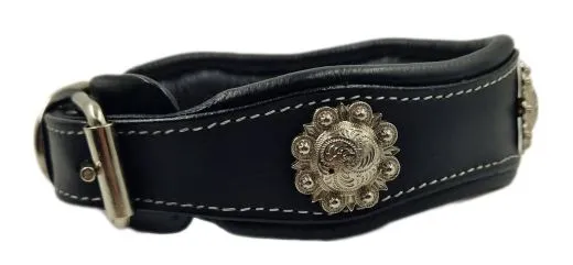 Halsband Wave Sonne Conchos Braun o Schwarz WEICH unterlegt S M XL Leder gen�ht