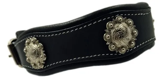 Halsband Wave Sonne Conchos Braun o Schwarz WEICH unterlegt S M XL Leder gen�ht