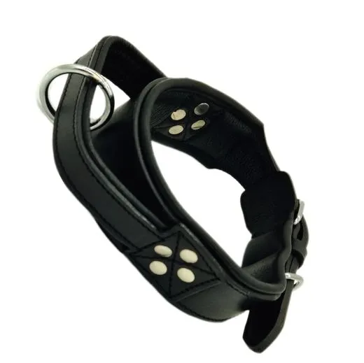 Halsband Halt´i Leder Schwarz Haltegriff WEICH unterlegt M L XL Breit Lederhalsband mit Griff Haltehalsband