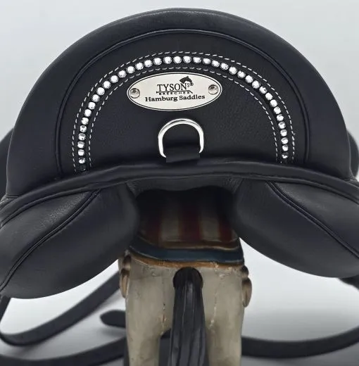 Ledersattel Sattel Beauty Schwarz 14 15 Zoll + 5 X Kopfeisen verstellbar Mono Sattel Shetty Glitzer Welsh Kindersattel Schwarz Leder