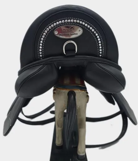 Ledersattel Sattel Beauty Schwarz 14 15 Zoll + 5 X Kopfeisen verstellbar Mono Sattel Shetty Glitzer Welsh Kindersattel Schwarz Leder