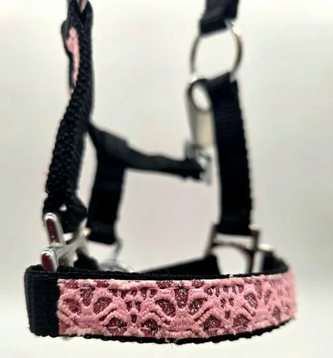 Halfter Fancy MMS MS S Glitzer Rosa Fohlen Fohlenhalfter Glitzerhalfter Kleiner Karabiner
