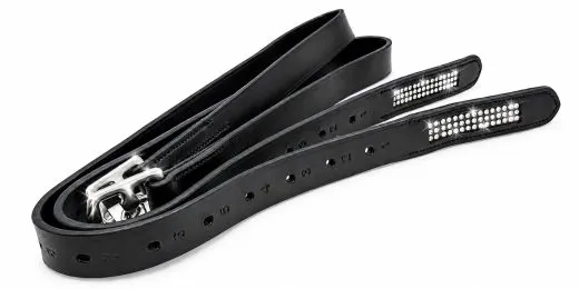 Steigb�gelriemen Glitzer Kinder Riemen kurz 100 110 120 cm Schwarz Glitzersteigb�gelriemen Strass Leder