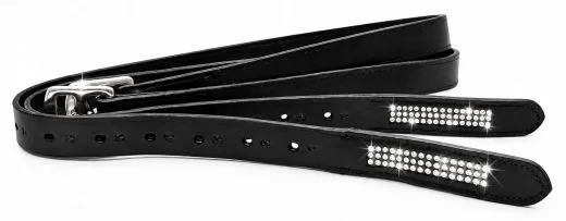 Steigb�gelriemen Glitzer Kinder Riemen kurz 100 110 120 cm Schwarz Glitzersteigb�gelriemen Strass Leder