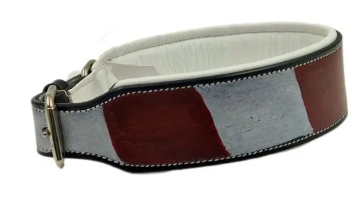 Andi Vintage Style Lederhalsband Rot Wei� Leder fest gen�ht S M L Halsband Leder