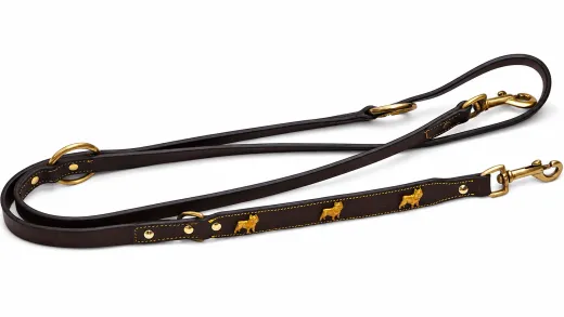 Lederleine 2,10 Meter Bulli Braun oder Schwarz Schwarz S M L Hunde Motiv Leine Leder