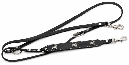 Lederleine 2,10 Meter Bulli Braun oder Schwarz Schwarz S M L Hunde Motiv Leine Leder