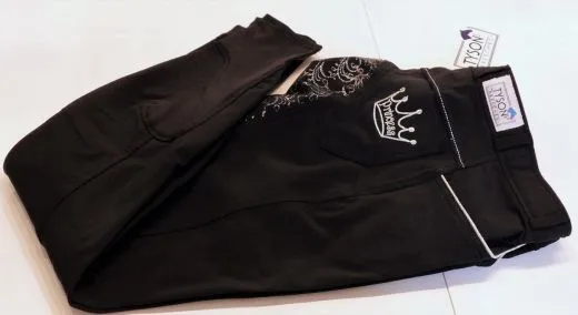 Princess Vollbesatz Reithose Schwarz Krone Glitzer Grip 152 176 Reiterhose Vollgrip