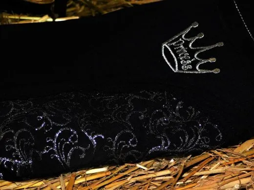 Princess Vollbesatz Reithose Schwarz Krone Glitzer Grip 152 176 Reiterhose Vollgrip