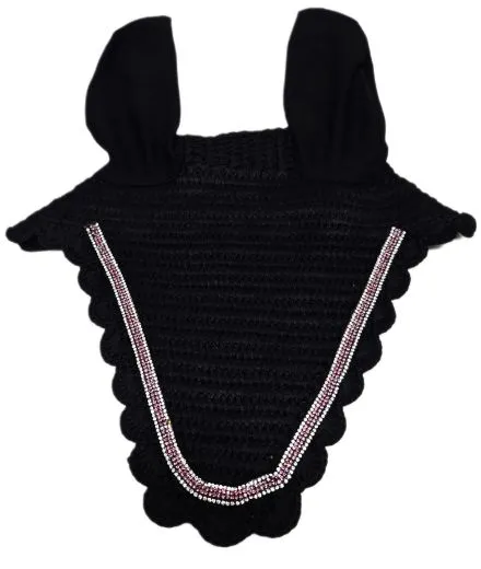 Fliegenhaube Baumwolle Glitzer Strass Fliegenohren VB WB X- Full Braun Rosa Bl�mchen Schwarz