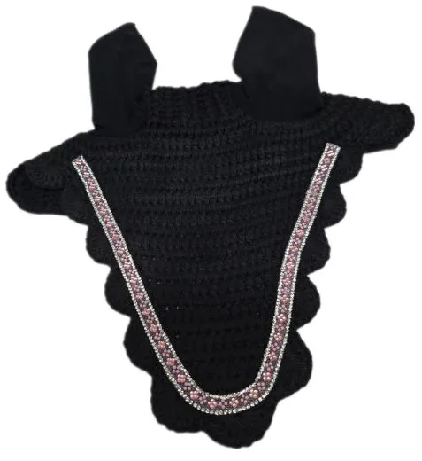 Fliegenhaube Baumwolle Glitzer Strass Fliegenohren VB WB X- Full Braun Rosa Bl�mchen Schwarz