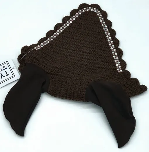 Fliegenhaube Baumwolle Glitzer Strass Fliegenohren VB WB X- Full Braun Rosa Bl�mchen Schwarz