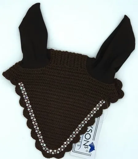 Fliegenhaube Baumwolle Glitzer Strass Fliegenohren VB WB X- Full Braun Rosa Bl�mchen Schwarz