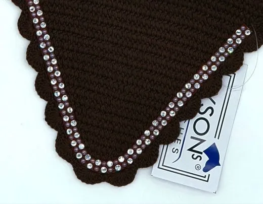 Fliegenhaube Baumwolle Glitzer Strass Fliegenohren VB WB X- Full Braun Rosa Bl�mchen Schwarz