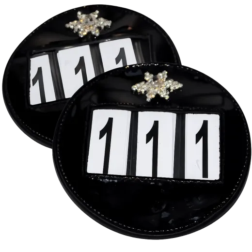 Kopfnummern Turnier Strass Glitzer Glatt + Lack Leder Braun Schwarz Glitzer Lack Fahrnummern Fahren