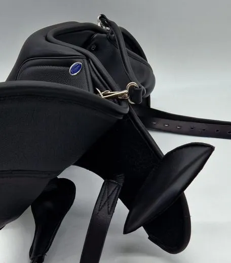 Sattel Ledersattel  BLACK Schwarz 14 15 Zoll + Kopfeisen verstellbar Monoblatt Sattel Shetty Welsh A Kindersattel Ponysattel