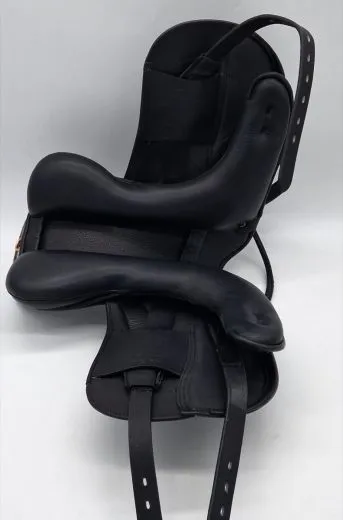 Ledersattel Anna Rosgold Glitzer 14 / 15 Zoll Kopfeisen verstellbar Monosattel Sattel Shetty Welsh Sattel aufges. Kniepauschen