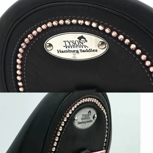 Ledersattel Anna Rosgold Glitzer 14 / 15 Zoll Kopfeisen verstellbar Monosattel Sattel Shetty Welsh Sattel aufges. Kniepauschen