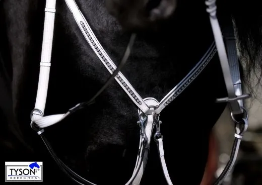 Show Vorderzeug Snow Wei� Strass Lastik LEDER weich VB WB X-Full