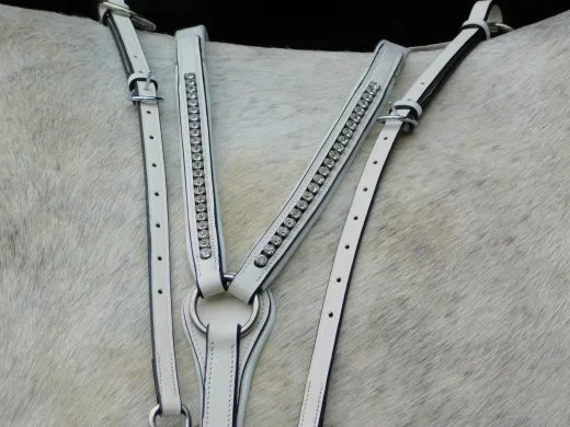 Show Vorderzeug Snow Wei� Strass Lastik LEDER weich VB WB X-Full