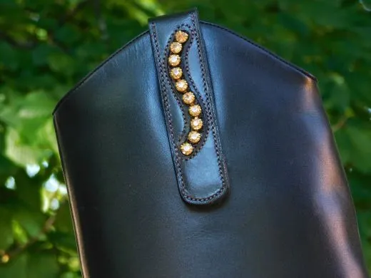 Stiefelchlips Stiefel Clip Glitzer Strass + Lack - Leder Welle 1 Paar = 2 St�ck Schwarz Braun