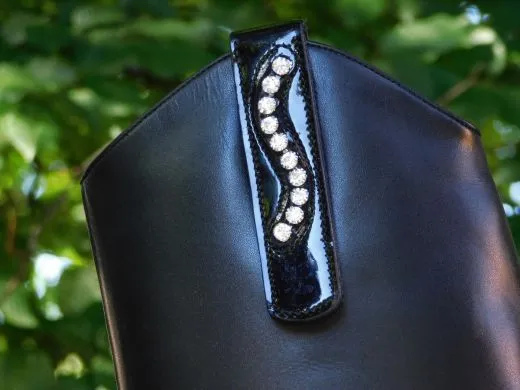 Stiefelchlips Stiefel Clip Glitzer Strass + Lack - Leder Welle 1 Paar = 2 St�ck Schwarz Braun