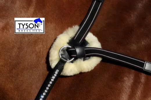 5 Punkt Glitzer Strass Vorderzeug Halla Strass Elastik LEDER weich Pony VB WB X-Full Schwarz