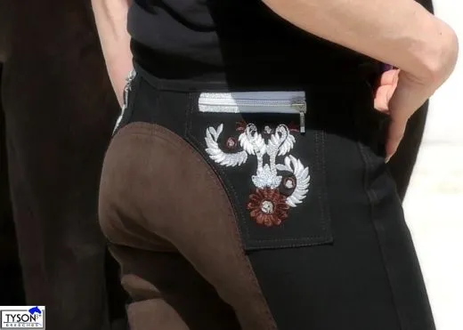 Reithose Fleur Blau oder Schwarz Stick + Glitzer 36 38 40 42 44