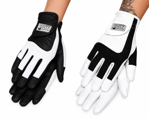 Reithandschuhe Schwarz Wei� XXS XS S M L Kunstleder + Netz Handschuhe Damen Kinder Reiterhandschuhe