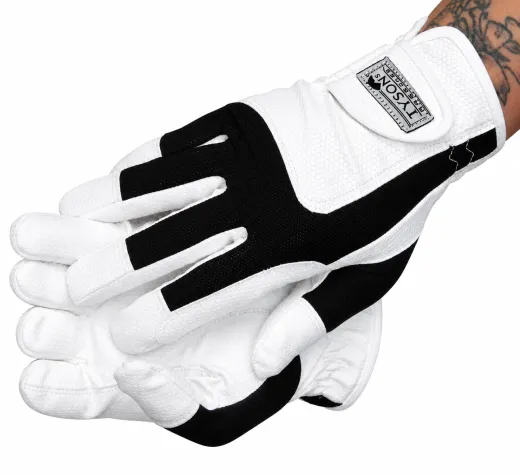 Reithandschuhe Schwarz Wei� XXS XS S M L Kunstleder + Netz Damen Kinder Handschuhe Kunstleder