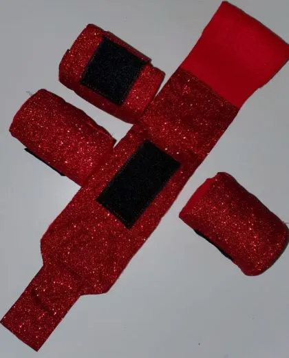 Set 4 St�ck Bandagen Sunny Glitzer Schwarz / Schwarz, Schwarz Silber Farb. Lila Rot Rosa Braun Hellblau Minishetty 1 Meter