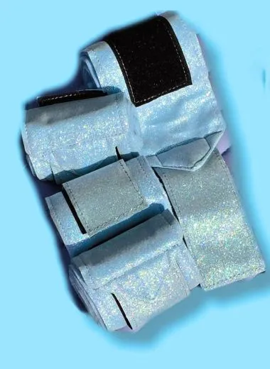 Set 4 St�ck Bandagen Sunny Glitzer Schwarz / Schwarz, Schwarz Silber Farb. Lila Rot Rosa Braun Hellblau Minishetty 1 Meter