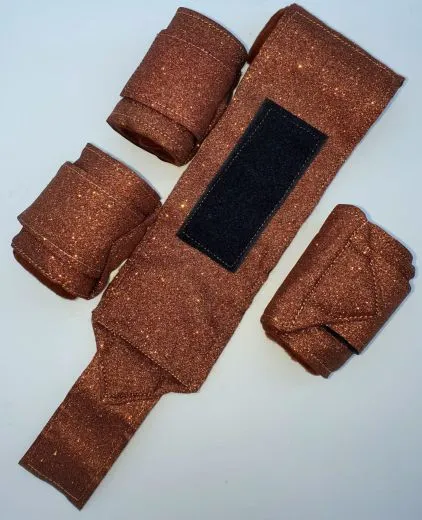 Set 4 St�ck Bandagen Sunny Glitzer Schwarz / Schwarz, Schwarz Silber Farb. Lila Rot Rosa Braun Hellblau Minishetty 1 Meter