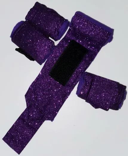 Set 4 St�ck Bandagen Sunny Glitzer Schwarz / Schwarz, Schwarz Silber Farb. Lila Rot Rosa Braun Hellblau Minishetty 1 Meter