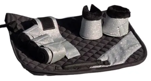 SET Sun Schabracke Hufglocken Bandagen Glitzer Minishetty Shetty Welsh Glitzerset