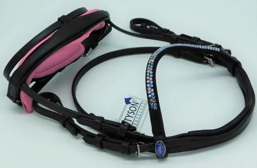 Trense MULTI Rosa / Hellblau, zum wechseln Strass Minishetty Shetty