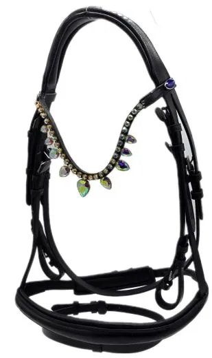 Trense Victoria Diadem Glitzer Leder Schwarz incl. Z�gel NUR Gr. VB Ledertrense Zaum Lederzaum