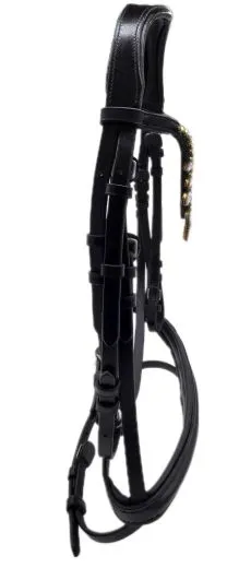 Trense Victoria Diadem Glitzer Leder Schwarz incl. Z�gel NUR Gr. VB Ledertrense Zaum Lederzaum