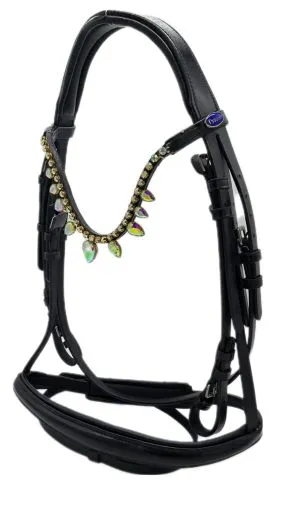 Trense Victoria Diadem Glitzer Leder Schwarz incl. Z�gel NUR Gr. VB Ledertrense Zaum Lederzaum