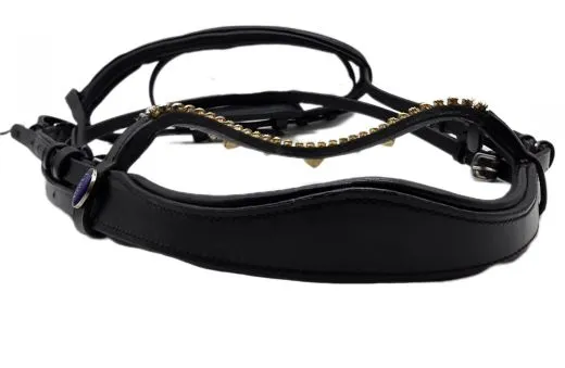 Trense Victoria Diadem Glitzer Leder Schwarz incl. Z�gel NUR Gr. VB Ledertrense Zaum Lederzaum