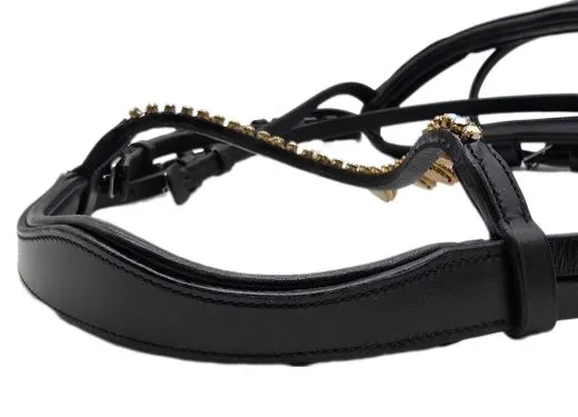 Trense Victoria Diadem Glitzer Leder Schwarz incl. Z�gel NUR Gr. VB Ledertrense Zaum Lederzaum