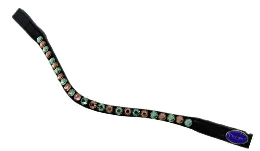 Stirnriemen Estelle Swarovski Glitzer MS S Leder Mint Grn Rosegold / Altrosa Pastell Farben