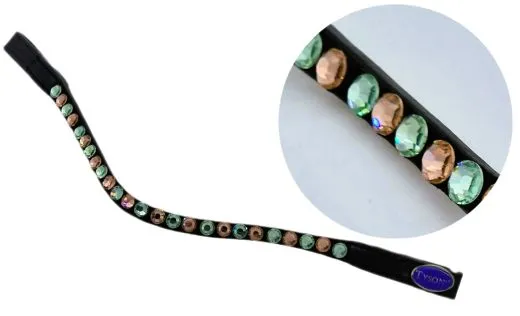 Stirnriemen Estelle Swarovski Glitzer MS S Leder Mint Gr�n Rosegold / Altrosa Pastell Farben