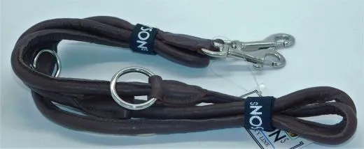 Lederleine Schogun Leine rund gen�ht mittel Schwarz Rotbraun Dunkelbraun Schogun verstellbar