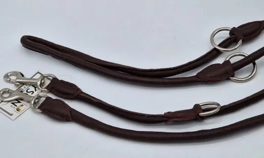 Lederleine Schogun Leine rund gen�ht mittel Schwarz Rotbraun Dunkelbraun Schogun verstellbar