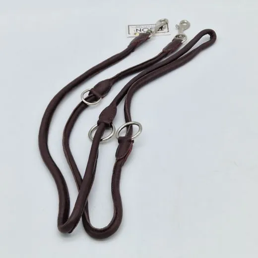 Lederleine Schogun Leine rund gen�ht mittel Schwarz Rotbraun Dunkelbraun Schogun verstellbar