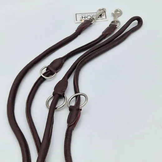 Lederleine Schogun Leine rund gen�ht mittel Schwarz Rotbraun Dunkelbraun Schogun verstellbar